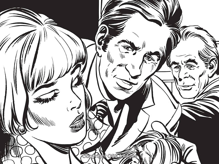 Retro Illustration of People Engaged in Emotional and Social Interaction