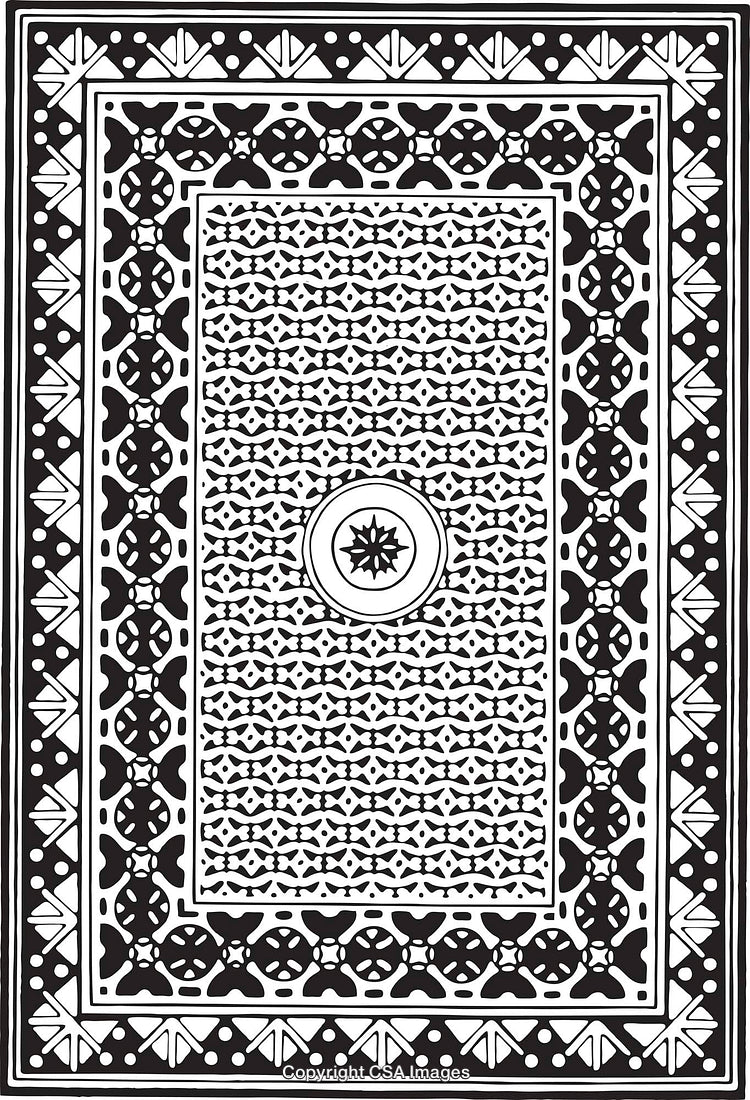 Intricate Black and White Geometric Pattern with Symmetrical Design Elements