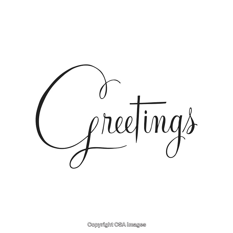 Handwritten Script Text Saying 'Greetings' With Elegant Lettering Style