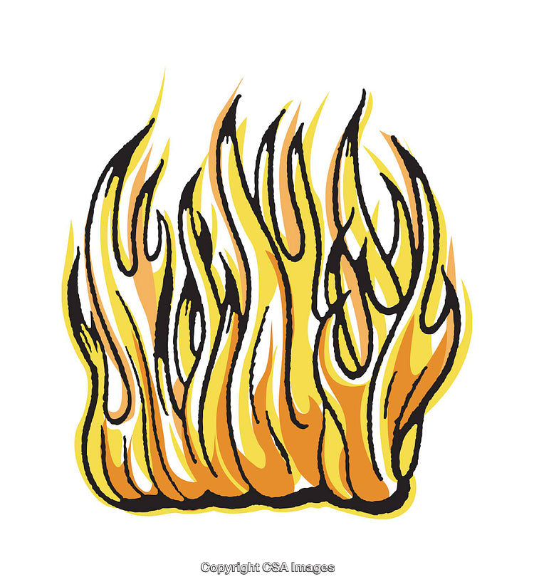 Vector Illustration of Vibrant Yellow Flames with Bold Black Accents