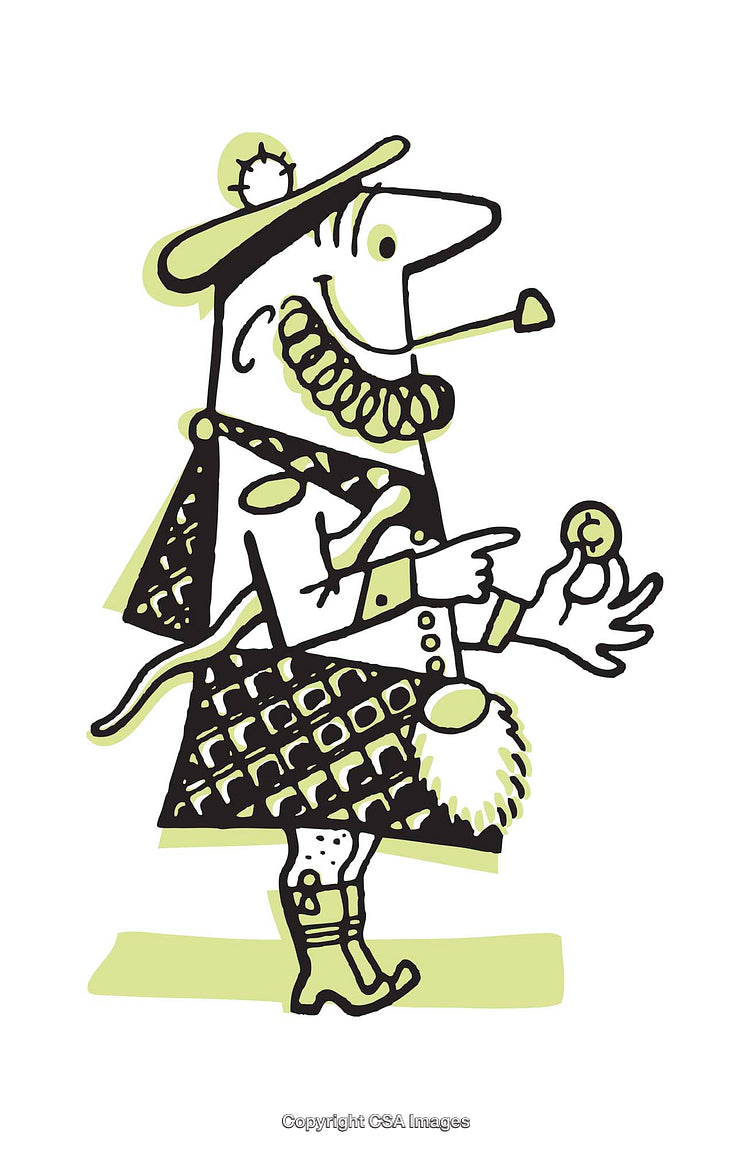 Illustrative Cartoon of a Highlander Character with Unique Features