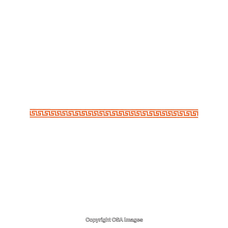 Seamless Greek Key Pattern Border in Orange on a White Background