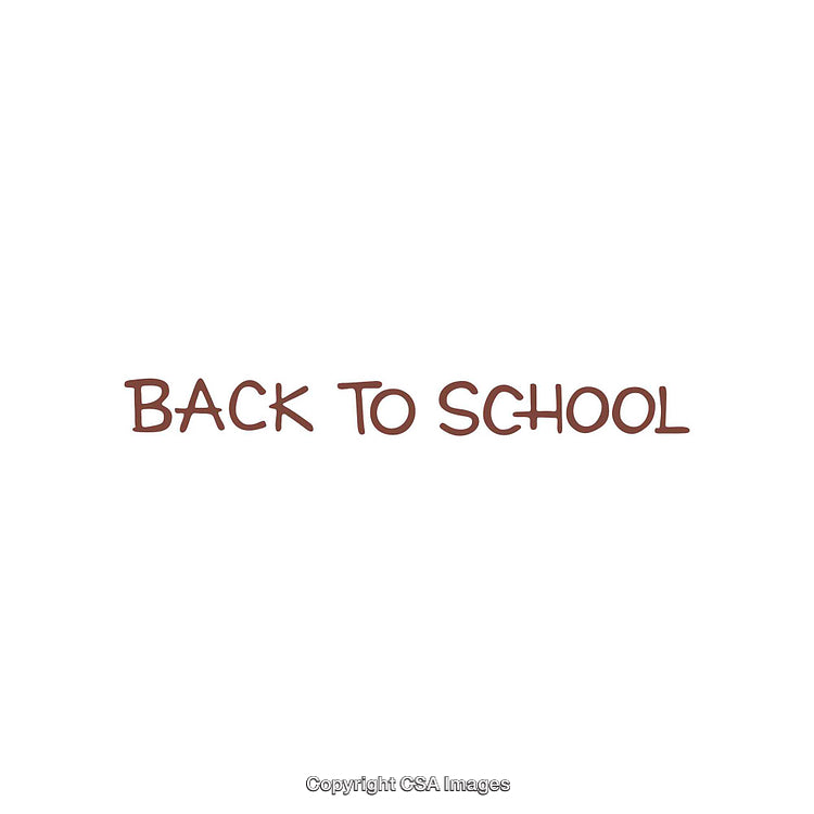 Back to School Typed Text on a Plain White Background for Education