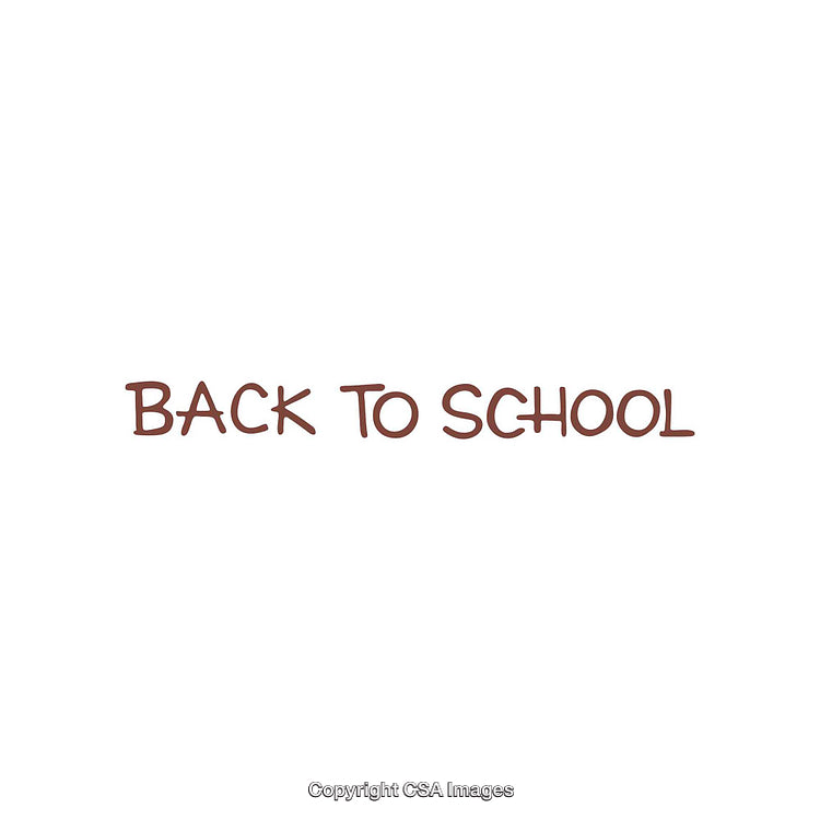 Back to School Typed Text on a Plain White Background for Education