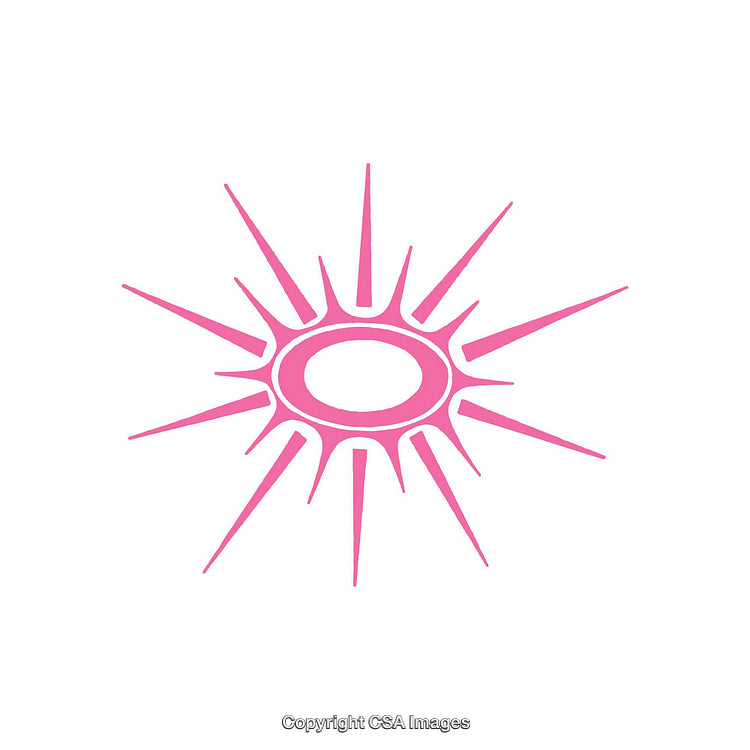 Pink Abstract Sun Icon with Radiating Lines and Circular Core