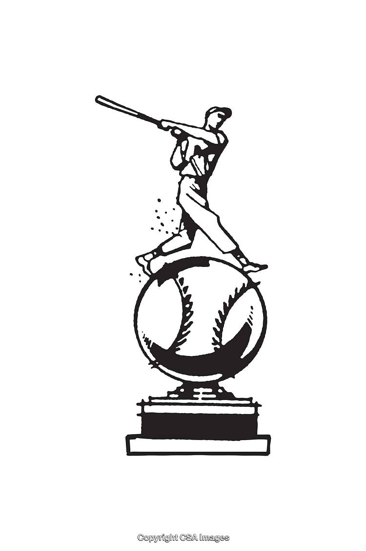 Vintage Baseball Trophy Design Featuring Batter on Baseball