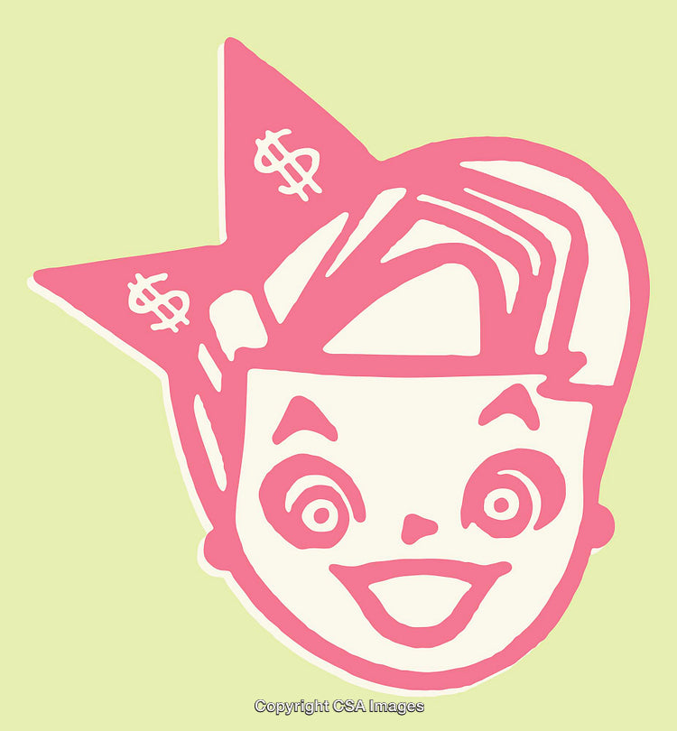 Colorful Illustration of Excited Face with Dollar Sign Motif