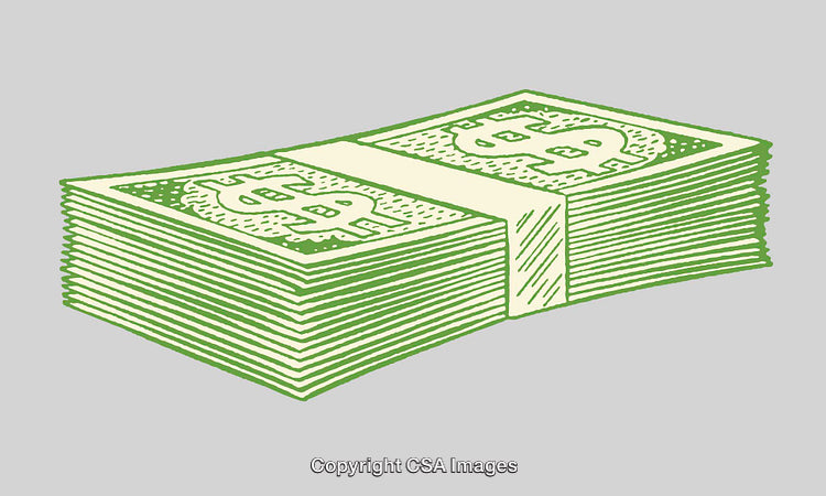 Hand-Drawn Stack of Money with Dollar Signs on Neutral Background