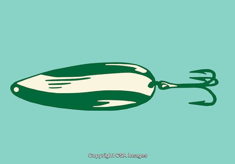 Illustrated Fishing Lure with a Simplistic Two-Tone Design