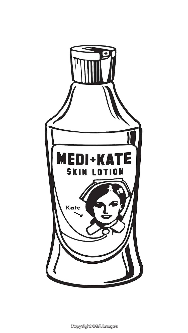 Black And White Line Art Illustration of a Skin Lotion Bottle Design