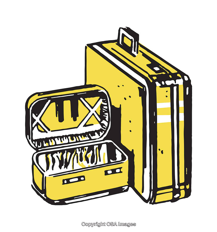 Illustrated Yellow Luggage With Open Suitcase in a Snappy Style