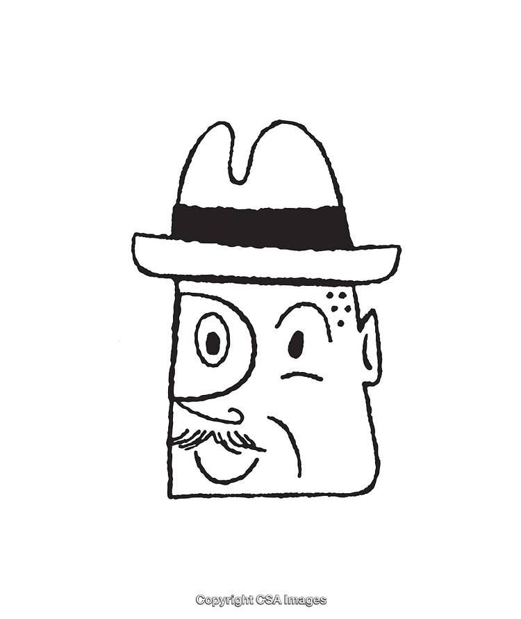 Black And White Illustration of Winking Character in Hat
