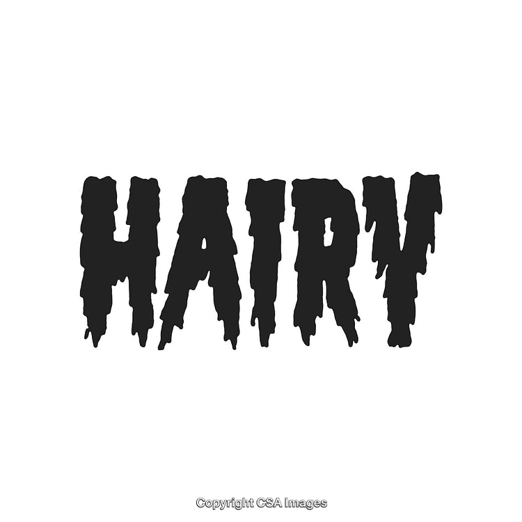 Bold Black Dripping Font Effect Spelling the Word 'Hairy' on White Background
