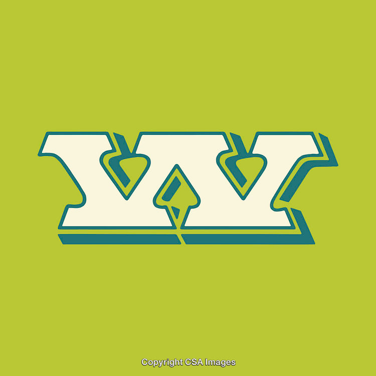 Stylized Typography Design Featuring the Letter W on Green Background