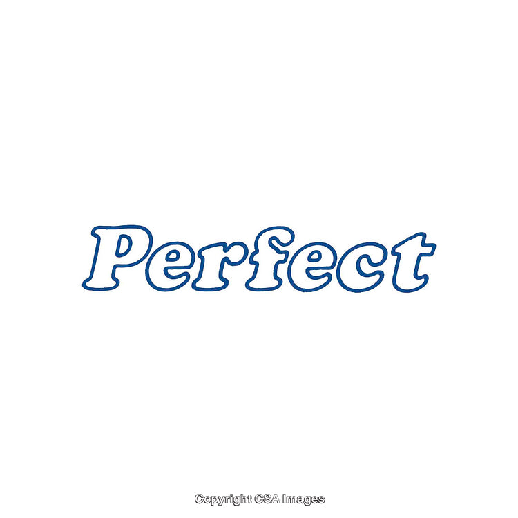 Blue Outlined Perfect Text Against Clean White Background