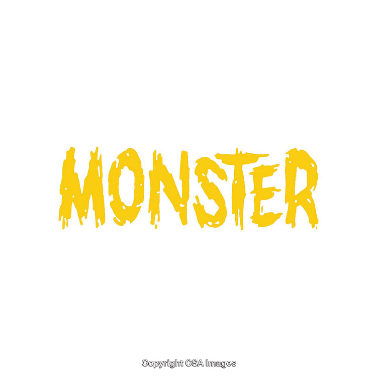 Yellow Monster Text with Grunge and Rough Style on White Background