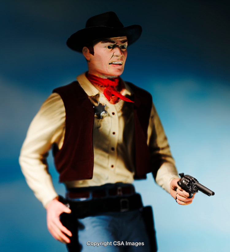 Classic Western Sheriff Action Figure With Cowboy Hat and Revolver