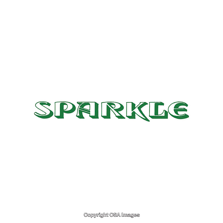 Green Sparkle Text in Artistic Font on White Background