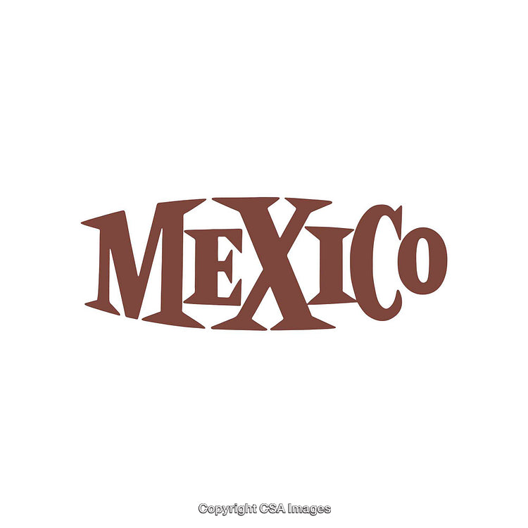 Stylized Dark Brown Text Graphic Featuring the Word Mexico