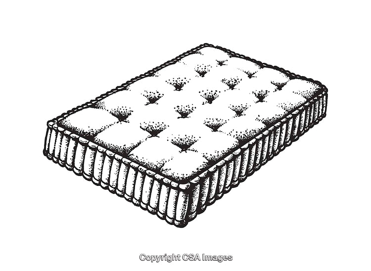Vintage-Style Black and White Hand Drawn Mattress Illustration
