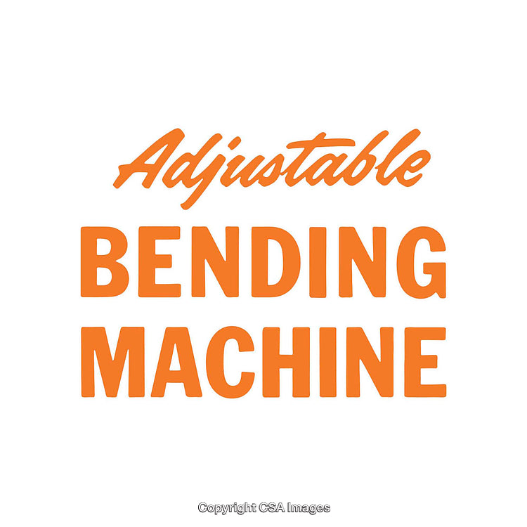 Adjustable Bending Machine Text in Bold Orange on White Background