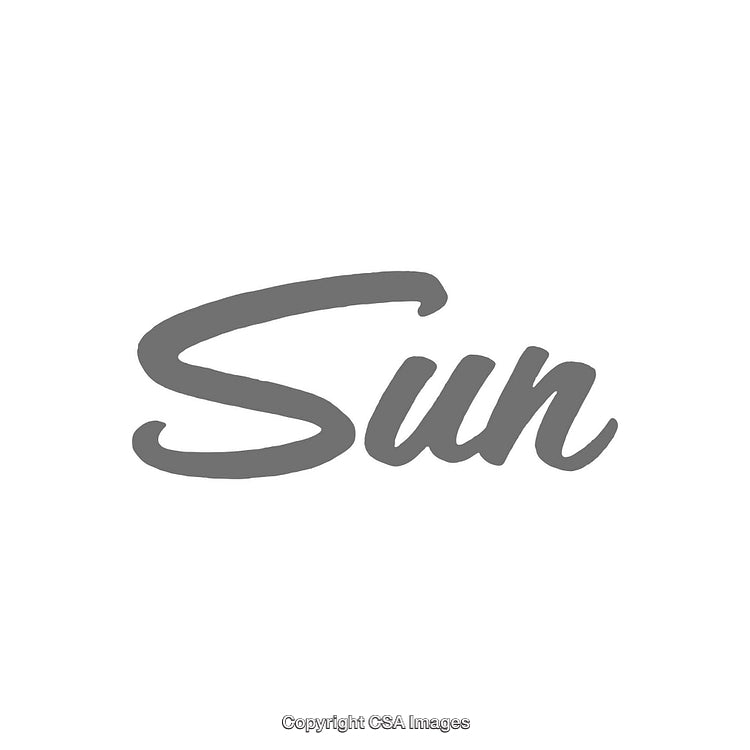 Minimalistic Gray Script Text 'Sun' on White Background