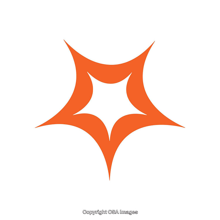 Orange Abstract Star Shape with Sharp Points on a White Background