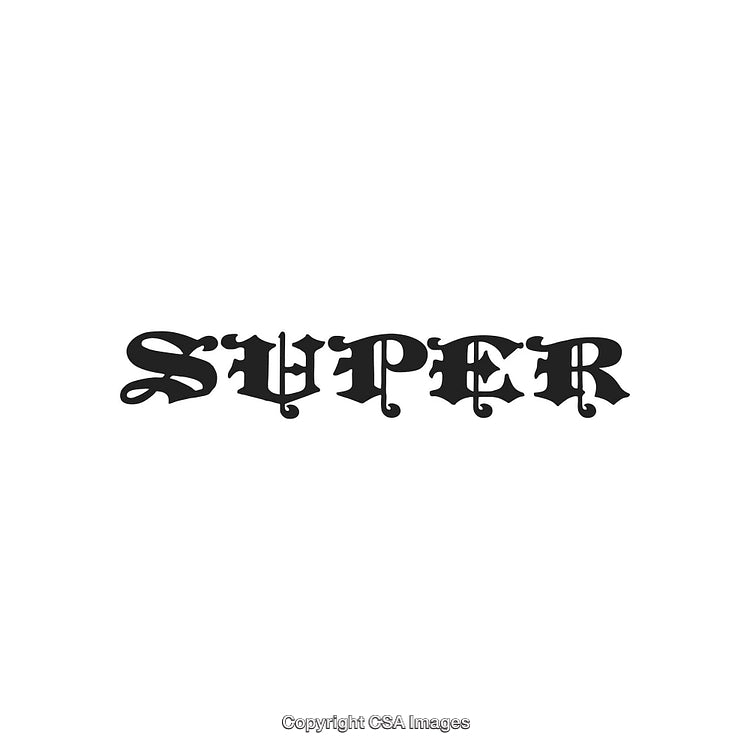Black Lettering Text Design with an Ornate Gothic Font on White Background