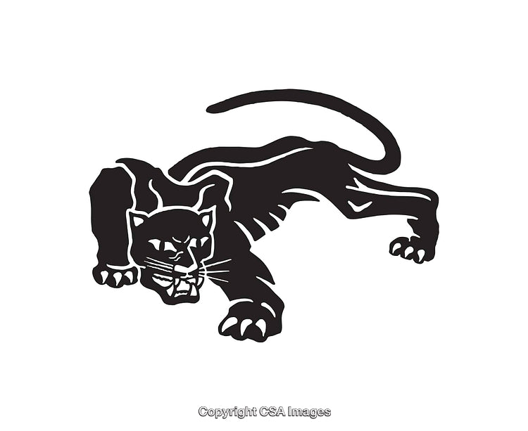 Fierce Black Panther Line Art Illustration Showing Predatory Posture