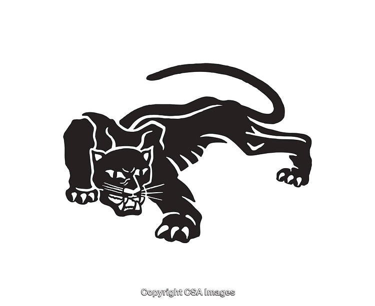 Fierce Black Panther Line Art Illustration Showing Predatory Posture