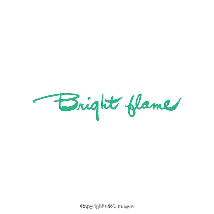 Handwritten Green Text Depicting 'Bright Flame' On White Background