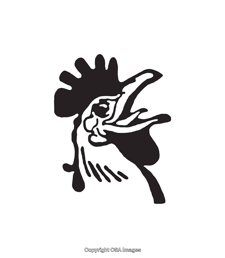 Black and White Line Art of a Rooster Illustration