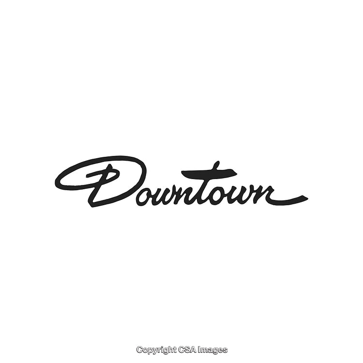 Elegant Handwritten Style 'Downtown' Text Design in Black on White Background