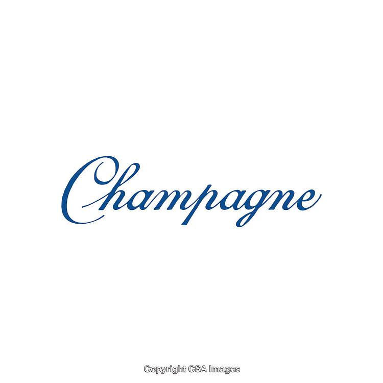 Elegant Blue Typography Displaying the Word Champagne on White Background