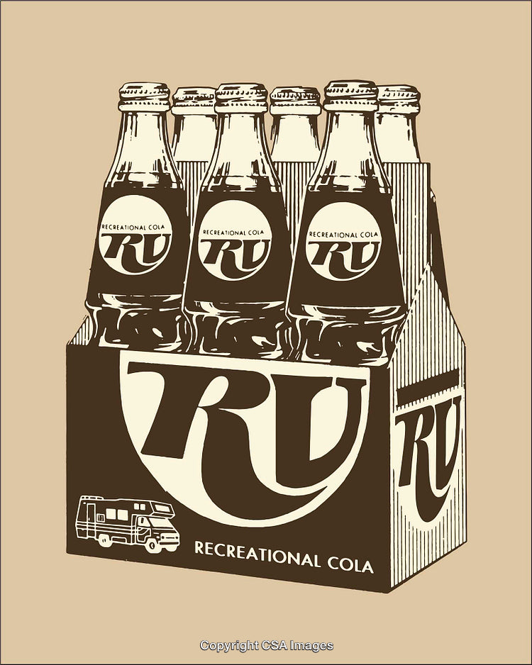 Vintage Illustration of Cola Bottle Packaged Six-Pack Design