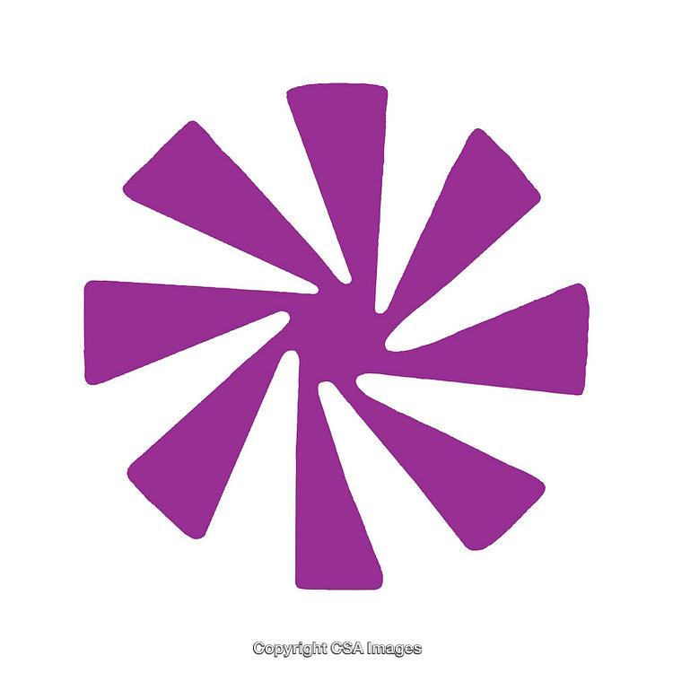 Abstract Purple Geometric Symbol With Radial Shape Design on White