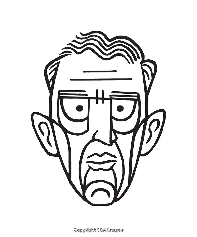 Abstract Black and White Line Art of a Man's Face