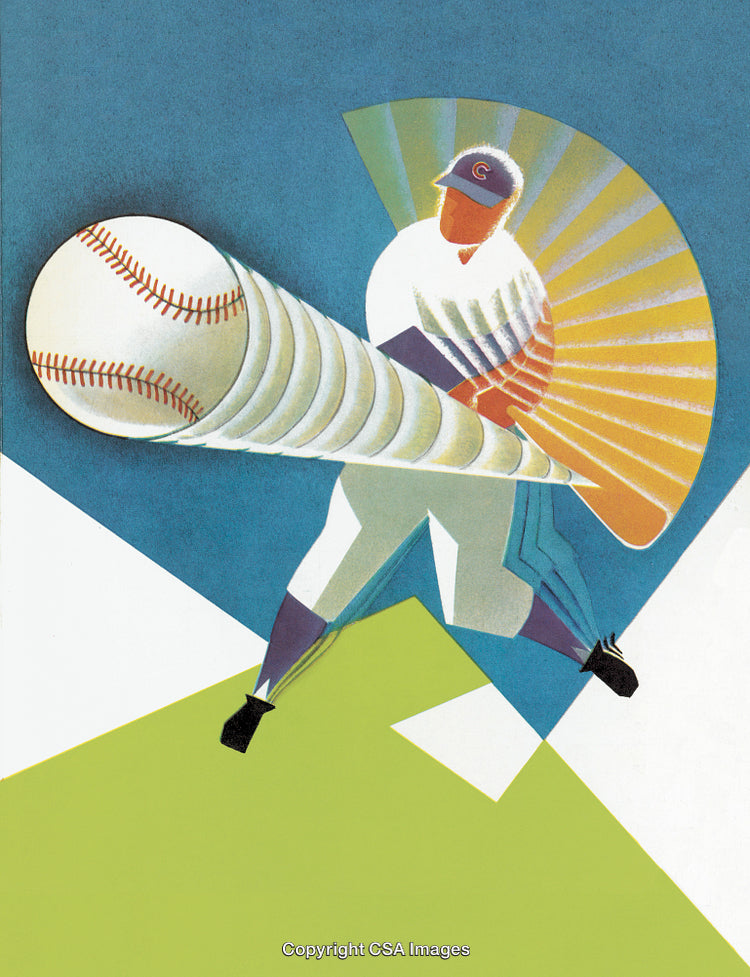 Illustration of a Baseball Player Swinging in a Dynamic Geometry Style