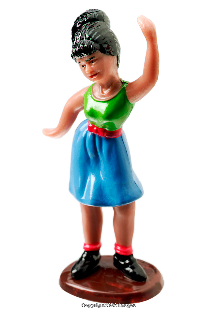 Colorful Figurine of a Dancing Girl in Vibrant Attire