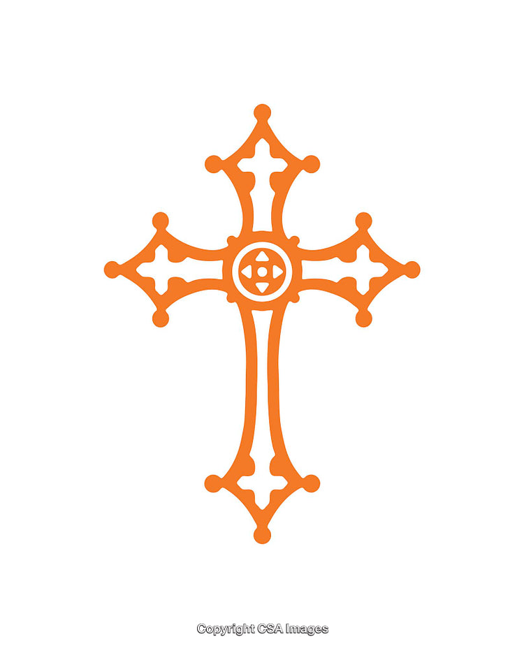 Ornate Orange Cross Vector Design on a Clean White Background