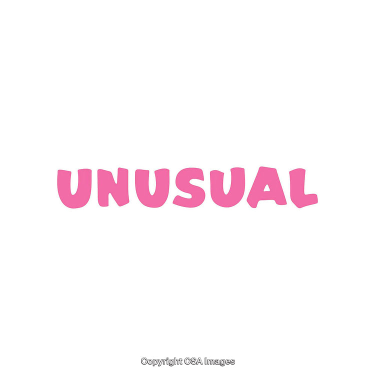 Pink Bold Text Spelling Unusual on a Plain White Background