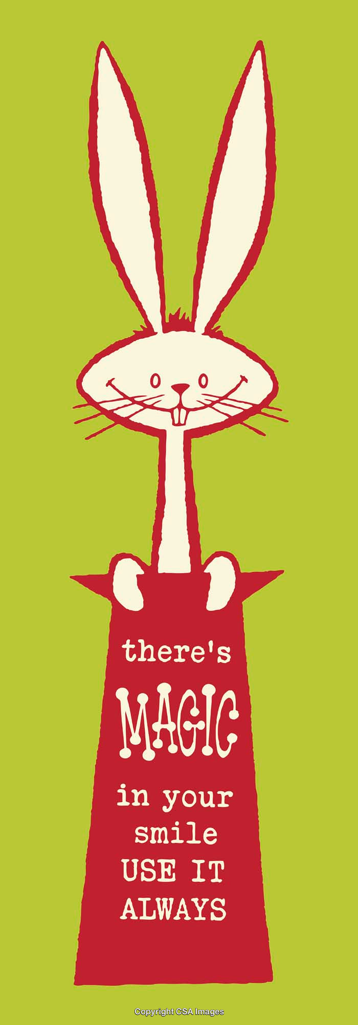 Playful Rabbit Design with Magic Hat and Inspirational Message on Green Backdrop