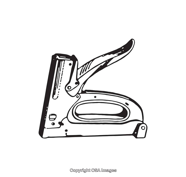 Black and White Line Art of a Staple Gun Illustration