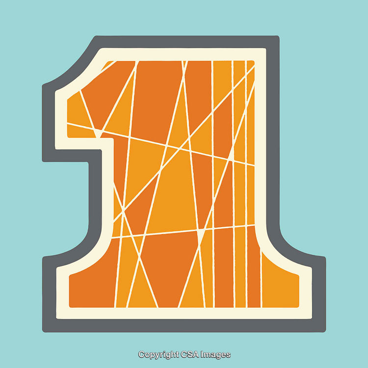 Abstract Illustration of the Number One in Vibrant Orange and Blue