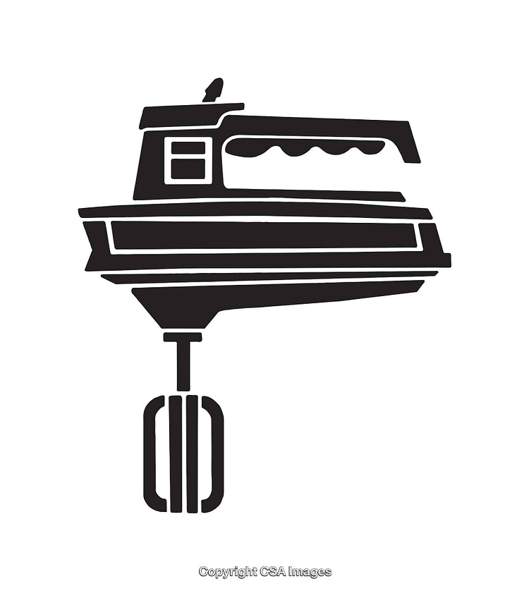 Black And White Kitchen Mixer Line Art Illustration