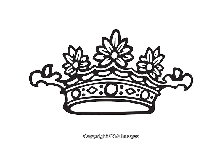 Elegant Black and White Line Art of a Floral Crown Design