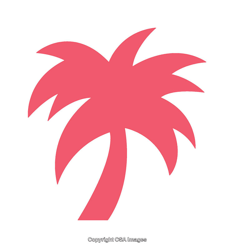 Minimalist Pink Palm Tree Icon on White Background