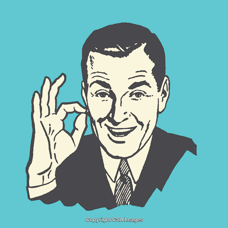 Retro Vintage Illustration of a Smiling Man With OK Hand Gesture