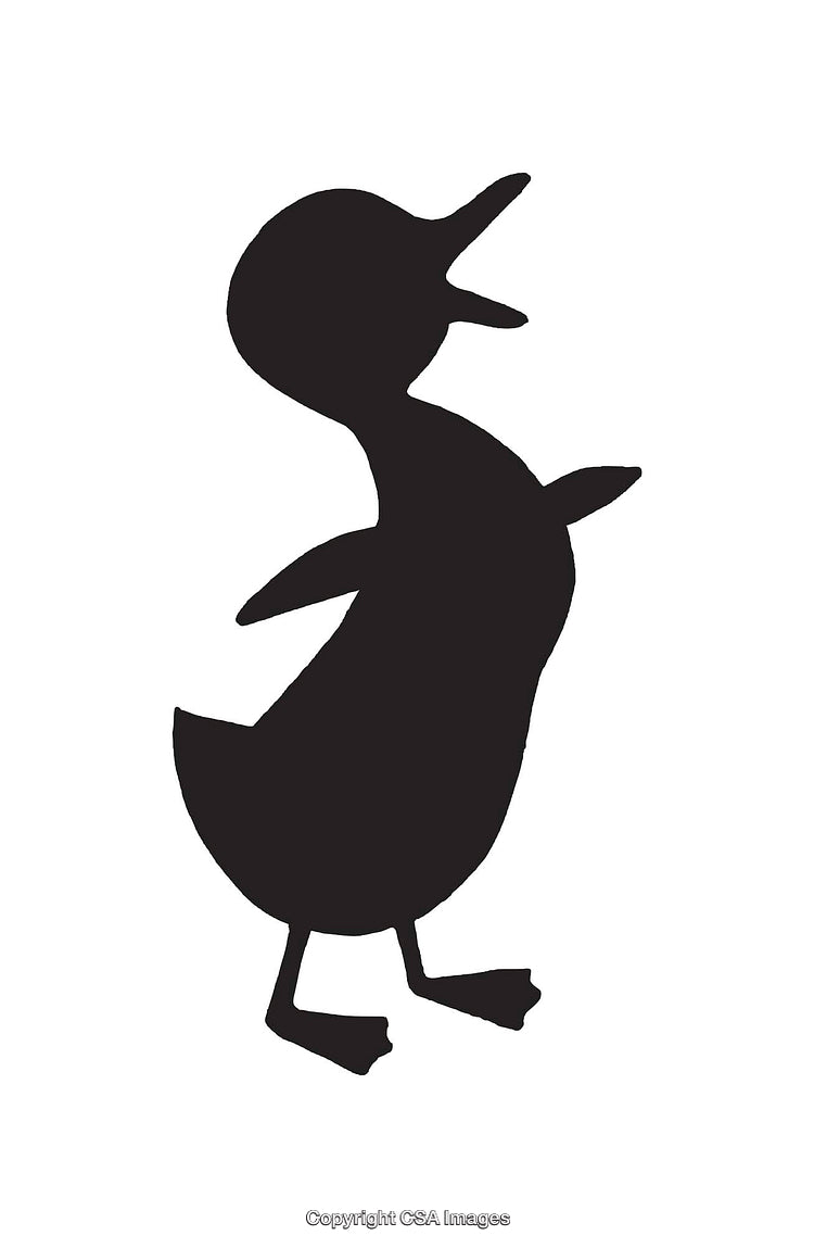 Silhouette of a Cartoon Duck in a Whimsical Stance