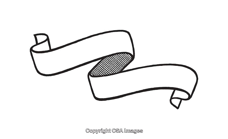 Black and White Hand-Drawn Line Art Illustration of a Decorative Banner
